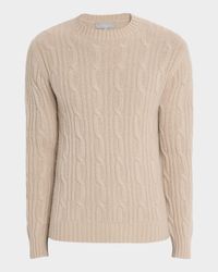 Men's Cashmere Cable Knit Crewneck Sweater