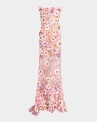 Jasmine Strapless Floral-Embroidered Gown