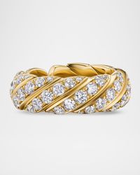 Sculpted Cable Flex Band with Diamonds in 18K Gold, 7.5mm