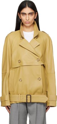 TOTEME Tan Short Trench Leather Jacket