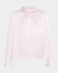 Veronica Tie-Neck Satin Blouse