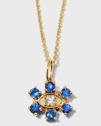 Eye with Stone Surrounding Sapphire Necklace
