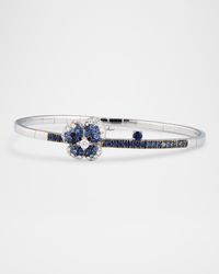 Ischia Bracelet in 18K White Gold with White Diamonds and Blue Sapphires