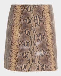 Coras Snake-Embossed Leather Mini Skirt
