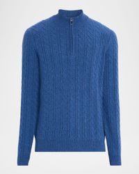 Men's Cashmere Cable Knit Quarter-Zip Sweater