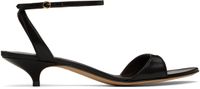 The Row Black Vika Ankle Strap Kitten Heeled Sandals