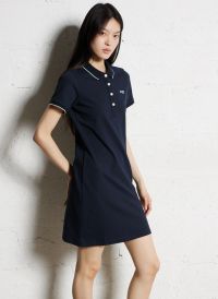 Schott - Robe courte droite en coton mélangé - Taille XL - Bleu