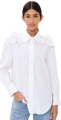 AKNVAS Flor Cotton Poplin Button Down Ivory Poplin S