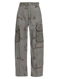 Women's Bi-Camouflage Print Wide-Leg Cargo Pants - Dark Grey - Size XL