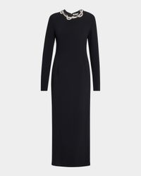 Mitsuko Crystal Long-Sleeve Maxi Dress
