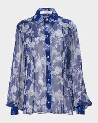 Floral Button Down Chiffon Blouse