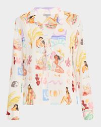 Bathing Ladies Elm Tie-Front Linen Top