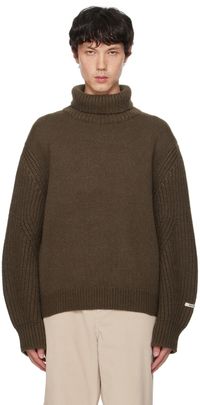 RECTO Brown Logo Patch Turtleneck