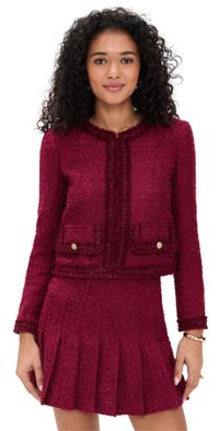 alice + olivia Landon Cropped Box Jacket Oxblood XL