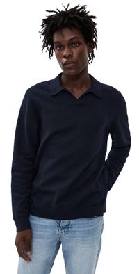 NN07 Paul Johnny Collar Polo Sweater Deep Navy M