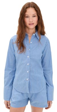 DL1961 Lisette Shirt Sky Blue/White Stripe (Poplin) M