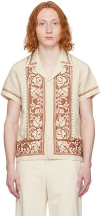 Bode Beige Rose Garland Shirt