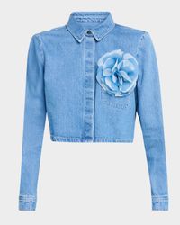 Jilly Cropped Denim Flower Blouse