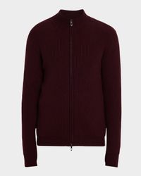 Men's Ribbed Full-Zip Cashmere Sweater