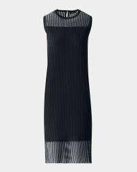 Sheer Striped Knit Sleeveless Dress