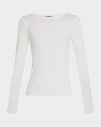 Long-Sleeve Fitted Crewneck Top