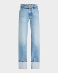 Alexa Belted Wide-Leg Cuffed Jeans