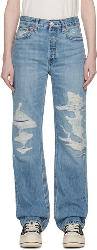 Re/Done Blue High-Rise Loose Jeans