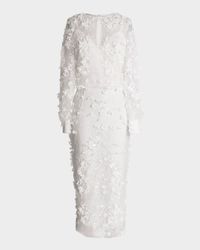 Pilar Bead & Sequin Floral Applique Midi Dress