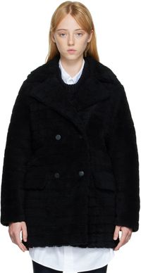 Yves Salomon Black Double-Breasted Jacket