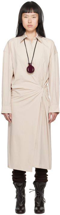 LEMAIRE Beige Twisted Midi Dress