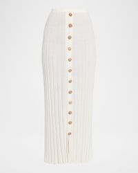 Sundial Shell Button-front Sunray Knit Maxi Skirt