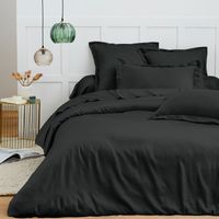 Coton Pur - Housse de couette 260 x 240 cm prémium pour lit 2 places king size - Taille 260x240 cm - Noir