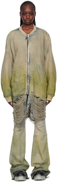 Rick Owens Off-White Jumbo Peter Down Denim Bomber Jacket