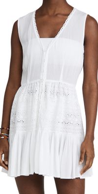 Playa Lucila Eyelet Mini Dress White XL