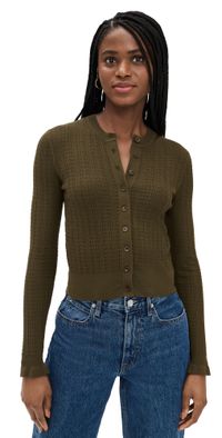 Madewell Snowy Lace Cole Cardigan Dark Olive M
