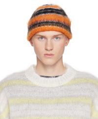 Marni Black & Orange Striped Mohair Beanie