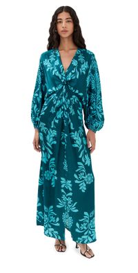 Figue Brenna Silk Dress Lustrous Lacework Gulf Teal 8