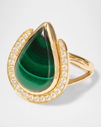 18K Yellow Gold Victoria Diamond and Malachite Statement Ring