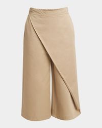 Cropped Wide-Leg Pants with Draped Detail
