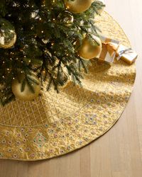 Embroidered & Beaded Gold Tissue 60" Tree Skirt
