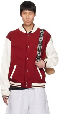 Palm Angels Blouson aviateur de style teddy 'Bear in Mind' rouge et blanc