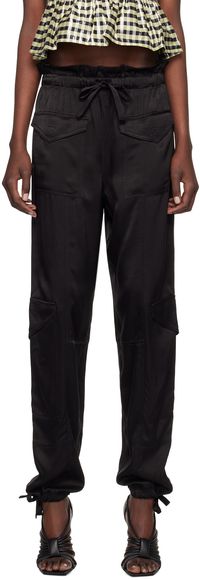 GANNI Black Satin Pocket Trousers