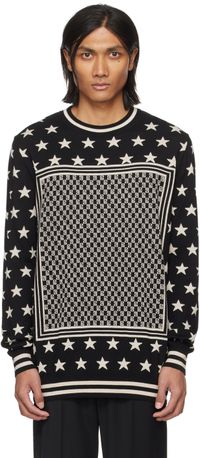 Balmain Black & Beige Mini Monogram Stars Sweater