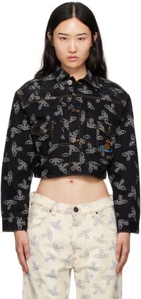 Vivienne Westwood Black Cropped Marlene Denim Jacket