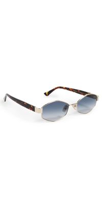 Illesteva Tucson Sunglasses Gold/Star Tort w/ Mid Blue Grd One Size