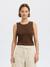 Selected - Top col rond en maille - Taille XL - Marron