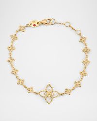 18K Yellow Gold Principessa Diamond Flower Chain Bracelet