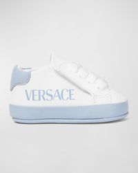 Boy's Logo-Print Leather Pre-Walkers, Newborn-12M