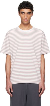 nanamica Pink & White COOLMAX Stripe Jersey T-shirt