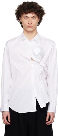 Comme des Garçons Shirt White Cotton Plain Poplin 3D Rose Shirt